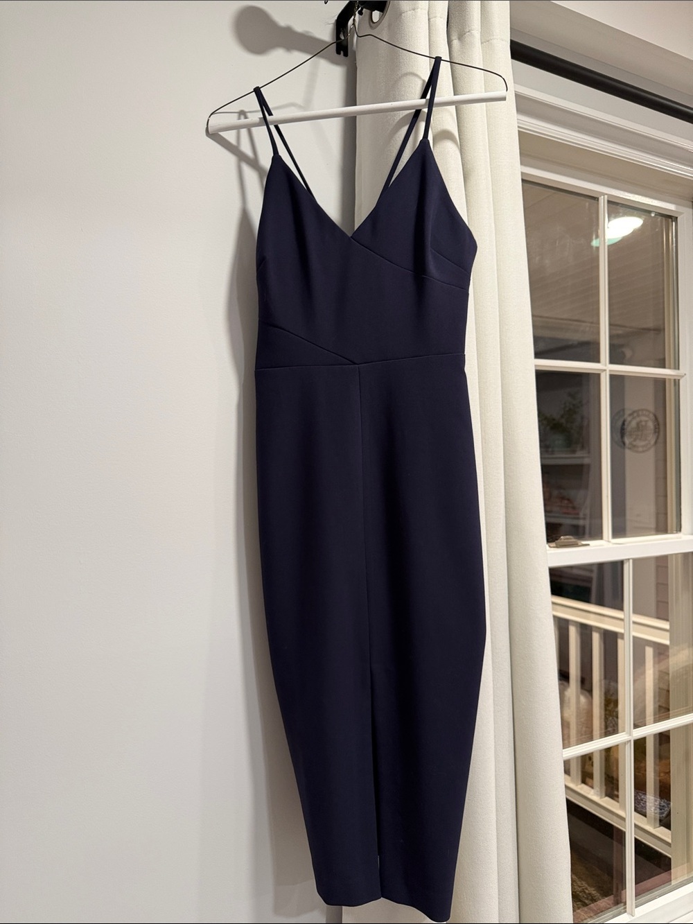 Likely Navy Spaghetti-Strap Midi Dress